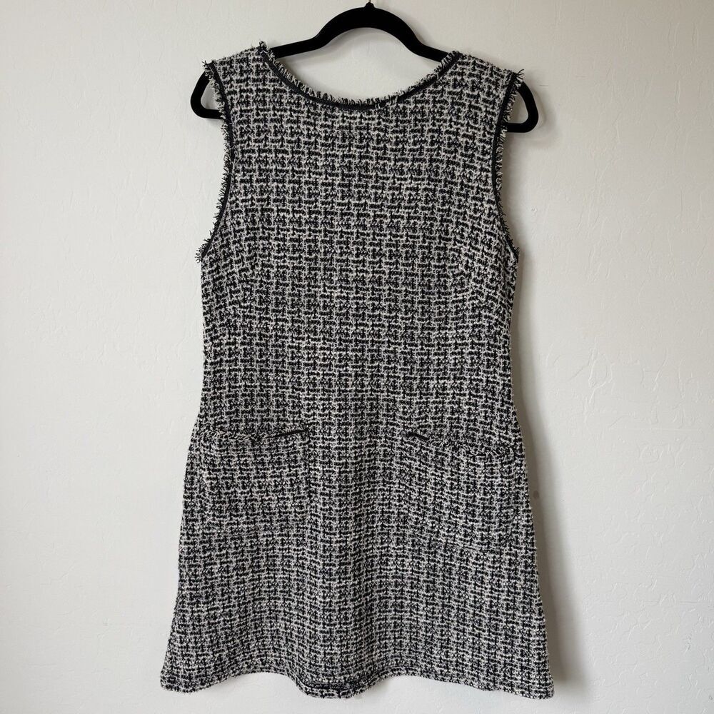 Max Studio Womens LG Boucle Tweed Fringe Sleeveless Career Shift Dress Work Wear